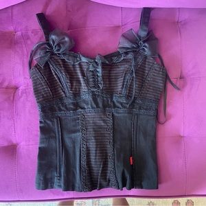 Tripp Nyc Corset Black and Red Stripes with Bows Size Small